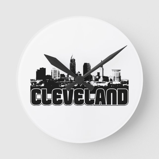 Cleveland Skyline Round Clock (Front)