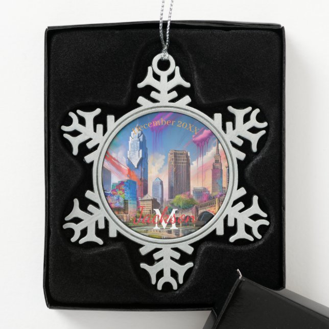 Cleveland Snowflake Pewter Christmas ornament (Box)