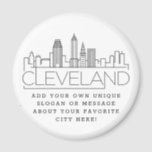 Cleveland Themed | Custom City Message or Slogan Magnet<br><div class="desc">A unique magnet favour representing the beautiful city of Cleveland,  Ohio.  
This keychain features a stylised illustration of the city's unique skyline with its name underneath.
Underneath the city name is a spot for your unique slogan or statement about your favourite city.</div>