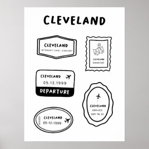 Cleveland - Travel Stamp Collection Minimalist Poster