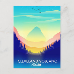 Cleveland Volcano Alaska travel poster Postcard