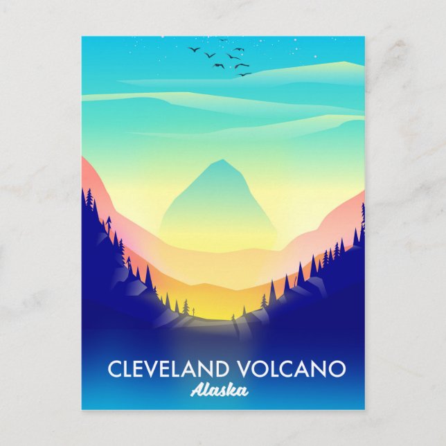 Cleveland Volcano Alaska travel poster Postcard (Front)