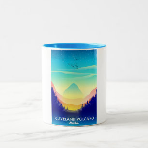 Cleveland Volcano Alaska travel poster Two-Tone Coffee Mug