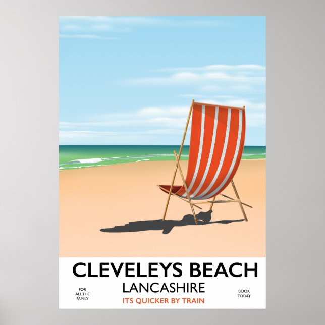 Cleveleys Beach Lancashire seaside poster (Front)