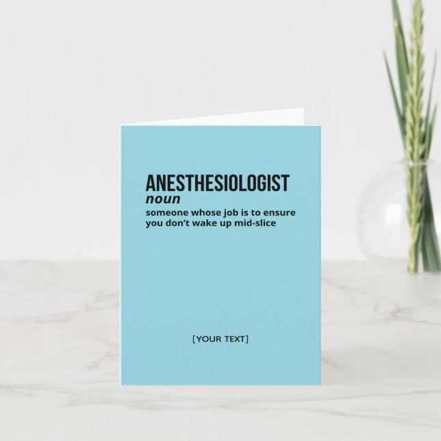 Clever Anaesthesiologist Definition Greeting Card (Front)