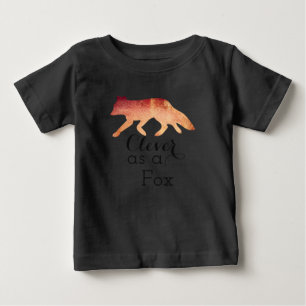 Clever as a Fox Typographical Watercolor Baby T-Shirt