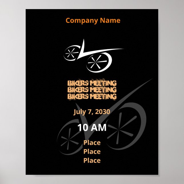 Clever Black Defined Biking Poster (Front)