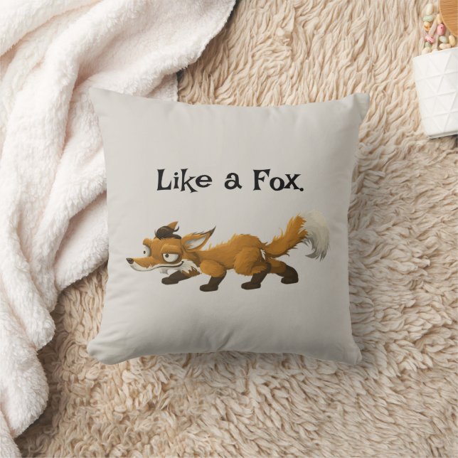 Clever Fox Cartoon – “Like a Fox” Design Cushion (Blanket)