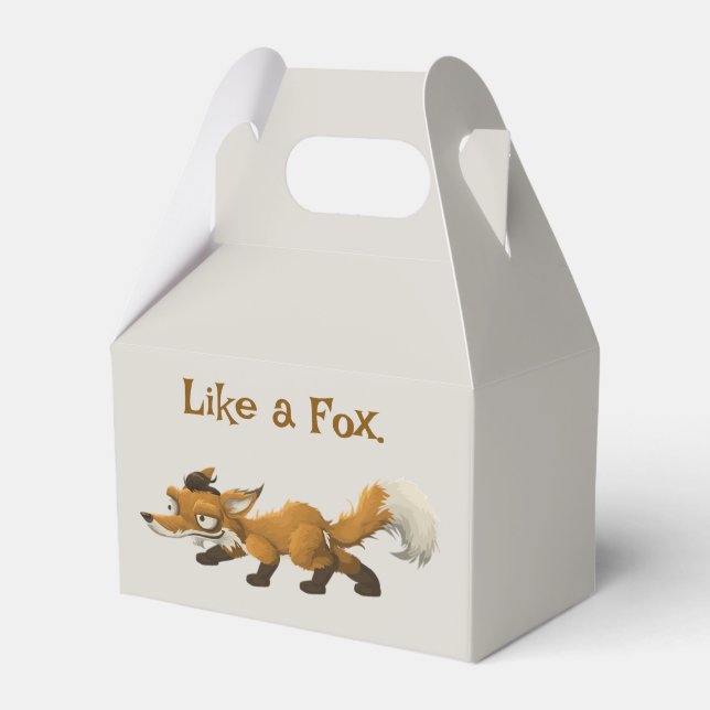 Clever Fox Cartoon – “Like a Fox” Design Favour Box (Front Side)