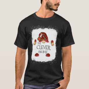 Clever Gnome Buffalo Plaid Christmas Light Bleache T-Shirt