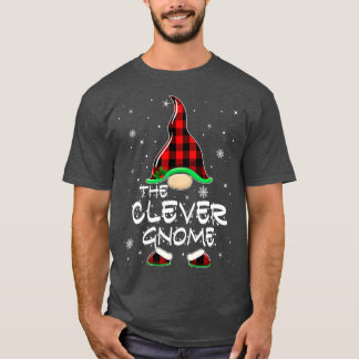 Clever Gnome Buffalo Plaid Matching Family Christm T-Shirt