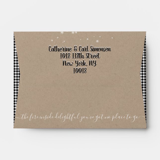 Clever Handwritten Christmas Carol Kraft Paper 4x6 Envelope (Back (Top Flap))