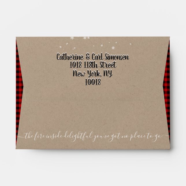 Clever Handwritten Christmas Carol Kraft Paper 4x6 Envelope (Back (Top Flap))