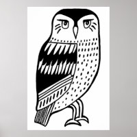 Clever Owl black line drawing on white