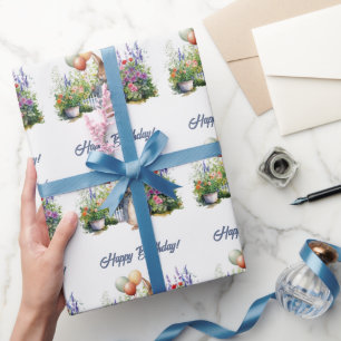 Clever rabbit Balloons Happy Birthday Wrapping Paper