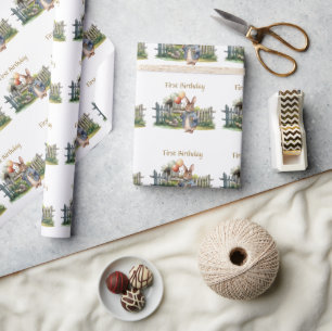 Clever rabbit First Birthday Wrapping Paper
