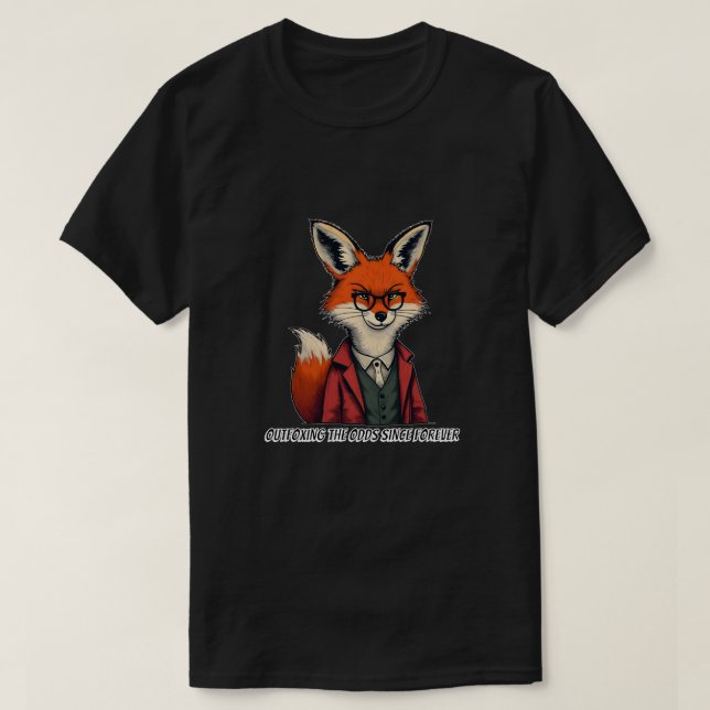 Clever Red Fox in Glasses and Suit – Funny Quote T-Shirt (Design Front)