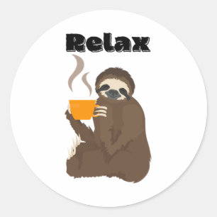 Clever Relax Sloth Premium Classic Round Sticker