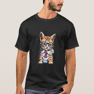 Clever School Cat with glasses T-Shirt