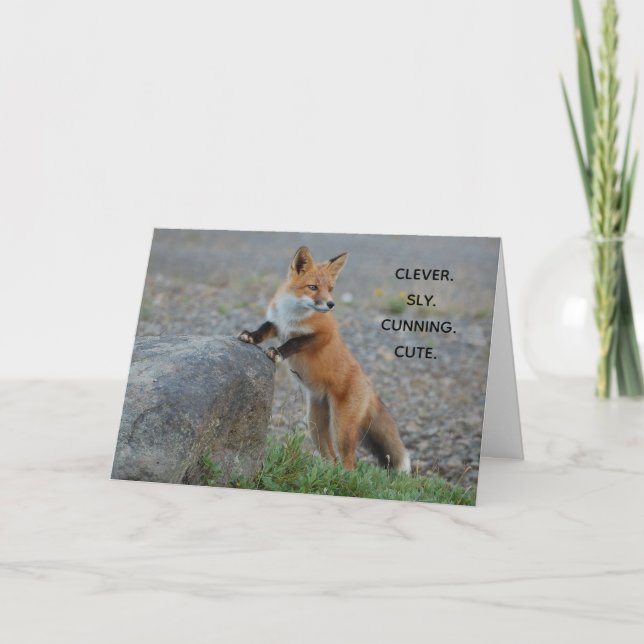 Clever Sly Cunning Cute Fox Greeting Card (Front)