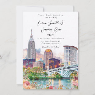 Clevland Ohio Skyline Wedding Invitation