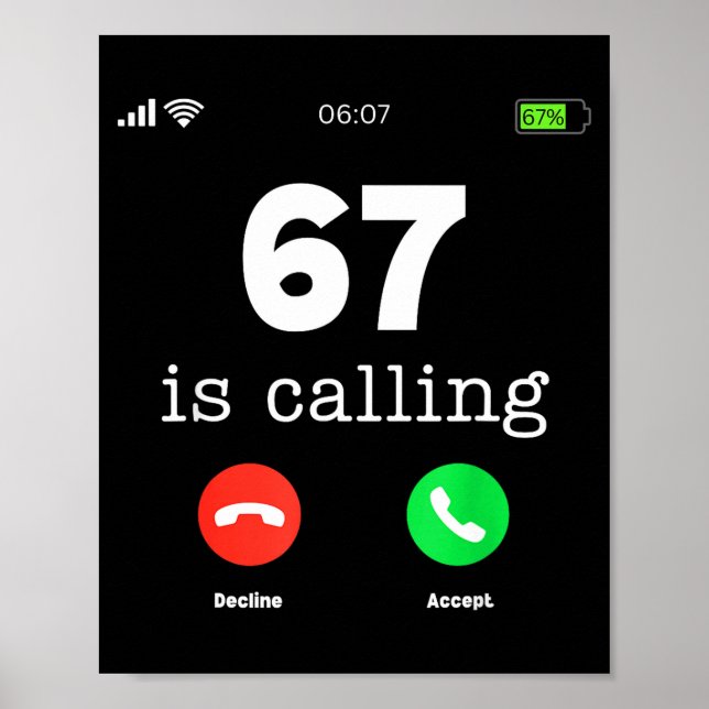 Clic 67 Is Calling Shirt Funny Six Seven Meme  Poster (Front)