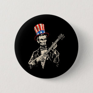 Clic Abraham Lincoln Guitar Rock President Abe 6 Cm Round Badge