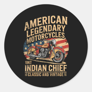 Clic & Vintage American Motorcycle Indian Born Classic Round Sticker