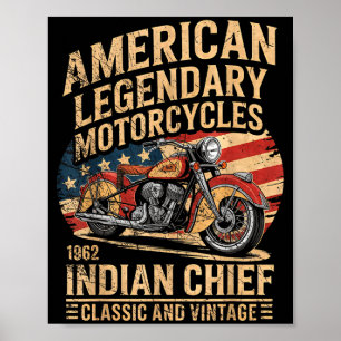 Clic &amp; Vintage American Motorcycle Indian Born Poster
