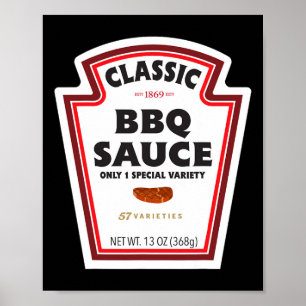 Clic Bbq Sauce Bottle Label Funny Halloween Costum Poster