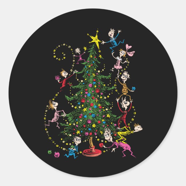 Clic Christmas Tree T Shirt  Classic Round Sticker (Front)