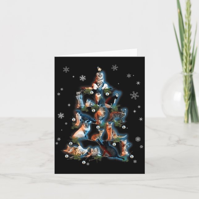 Clic Holiday Kitty Cat Christmas Tree Meowy Catmas Card (Front)