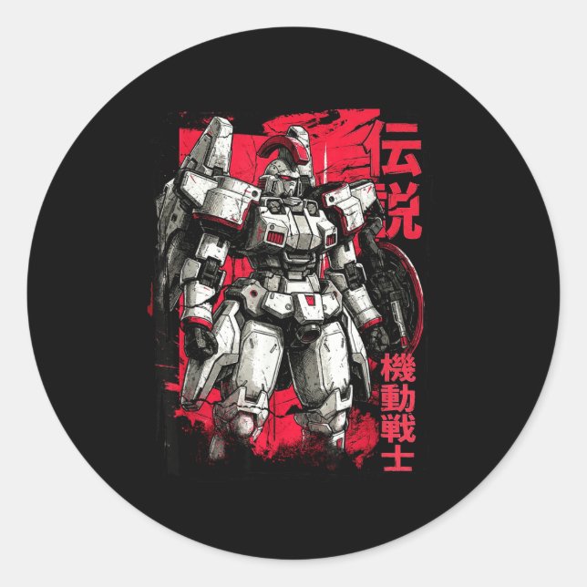 Clic Japanese Legendary Mecha Warrior Robot  Classic Round Sticker (Front)