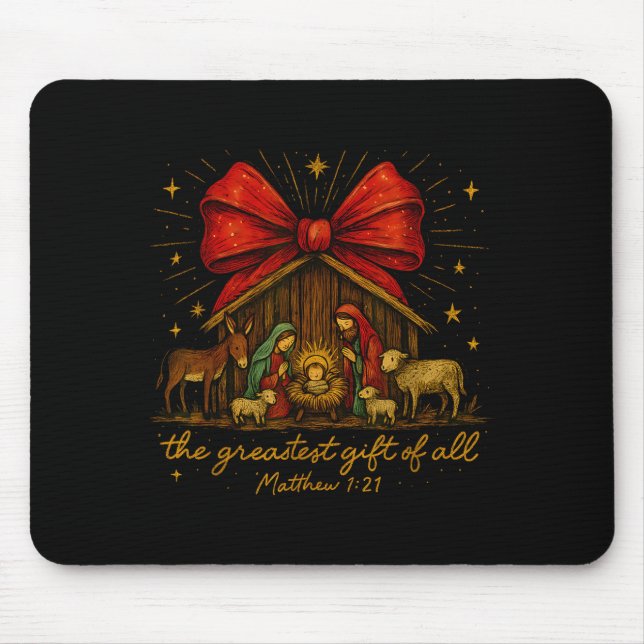 Clic Nativity Scene – Greatest Gift Matthew 1_21  Mouse Pad (Front)