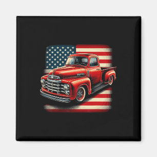 Clic Old Pickup Truck 4th Of July Patriotic Americ Magnet