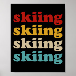 Clic Skiing Typography Ski Dad Design Retro Skiing Poster
