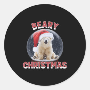 Clic Snow Globe Christmas Lar Bear  Classic Round Sticker