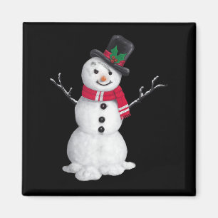 Clic Snowman Top Hat Red Scarf Christmas  Magnet