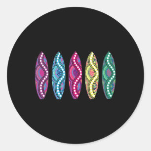 Clic Surfboard Quiver- Surfing Inspired Colorful D Classic Round Sticker