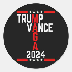 Clic Trump Vance 2024 Retro Stripe Trump Jd Vance Classic Round Sticker