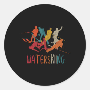 Clic Vintage Water Skis Water Skiing Enthusiast Sp Classic Round Sticker