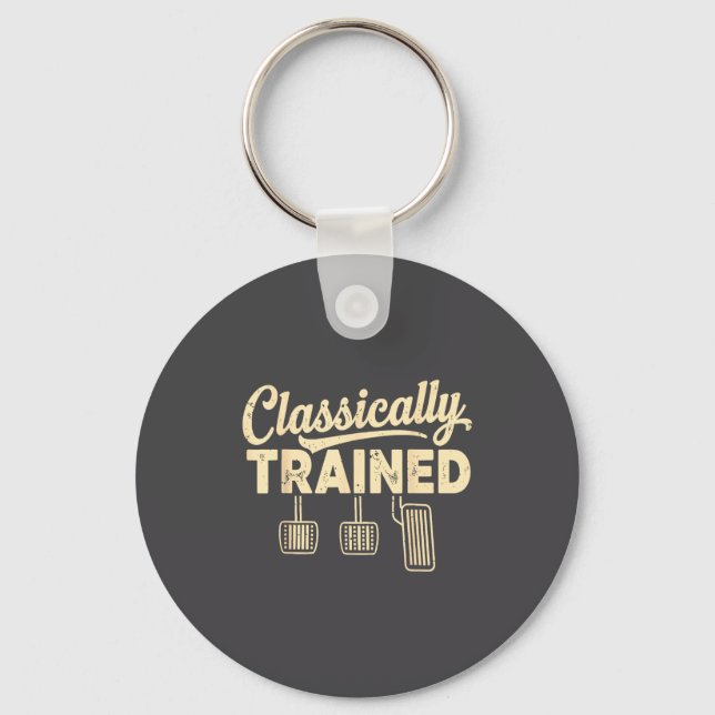 Clically Trained Retro Racing Three Pedals Manual  Key Ring (Front)