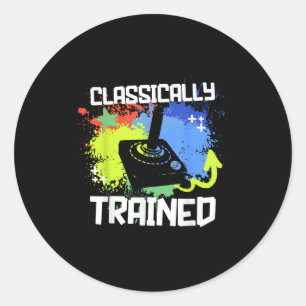 Clically Trained Video Game Retro Gaming Joystick Classic Round Sticker