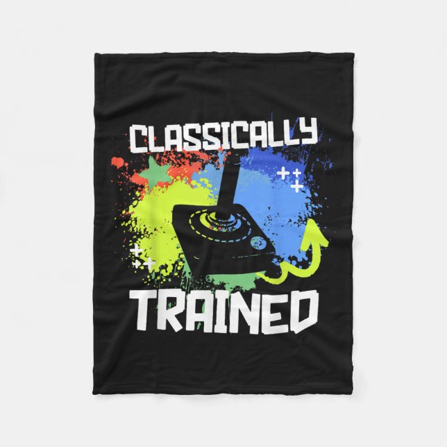 Clically Trained Video Game Retro Gaming Joystick  Fleece Blanket (Front)