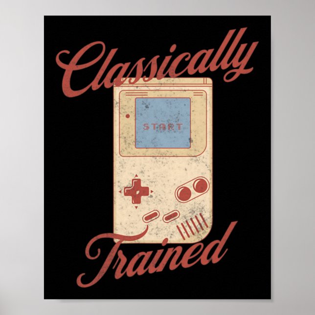Clically Trained Vintage Retro Video Game Handheld Poster (Front)