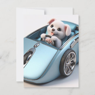 Click and Vroom: Puppy Driver Edition Postcard