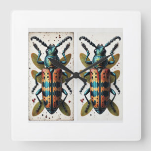 Click Beetle 080824IREF246 - Watercolor Square Wall Clock
