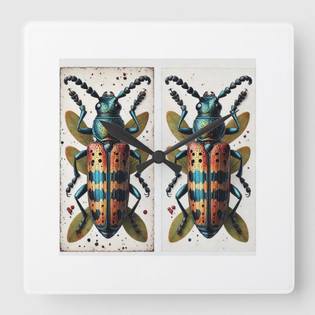 Click Beetle 080824IREF246 - Watercolor Square Wall Clock (Front)