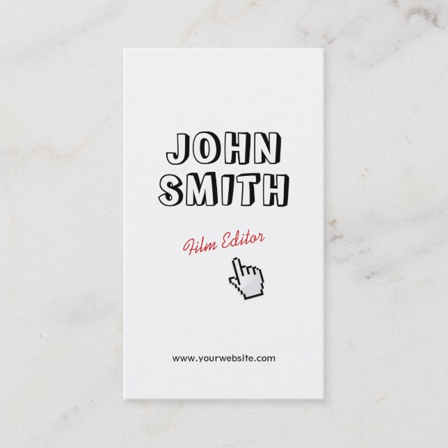 Click! Outline Text Film Editor Business Card (Front)