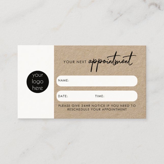 Client Appointment Card QR Code Business Logo (Front)